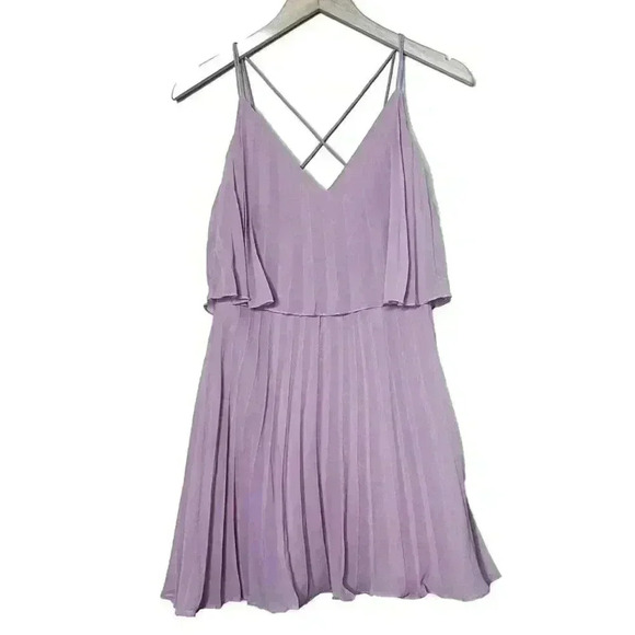 Asos Design Pleated Pink dress Size 6 Cross Back Mini Dress Flowy - Picture 1 of 7